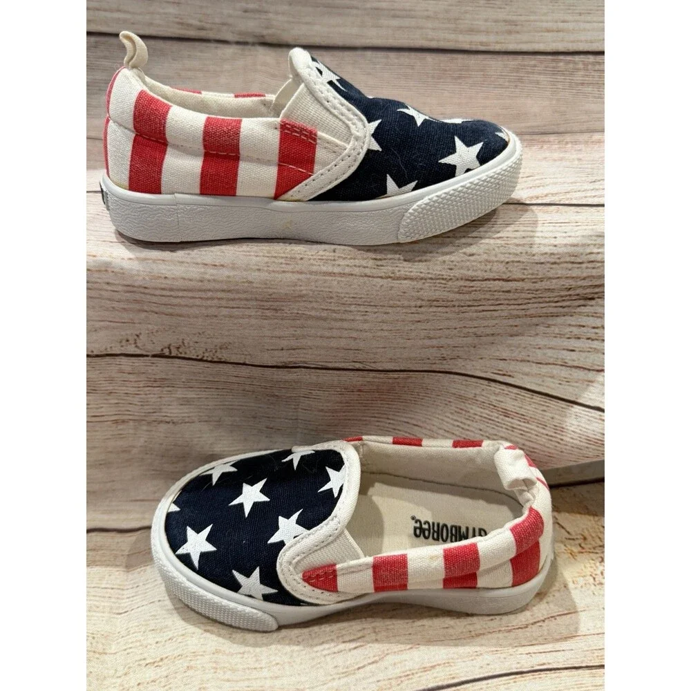 Gymboree Patriotic Fourth of July Americana Slide On Sneakers Shoes Toddler 6